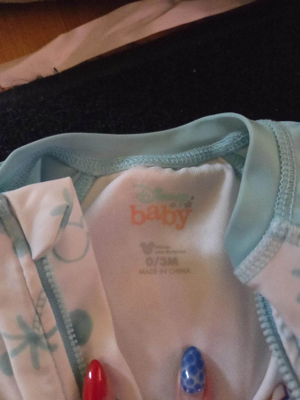 Disney Baby Mint and White Infant Zip Swim One Piece With Matching Sun Hat
